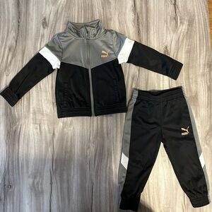 Puma Kids' Black and Gray Tracksuit
